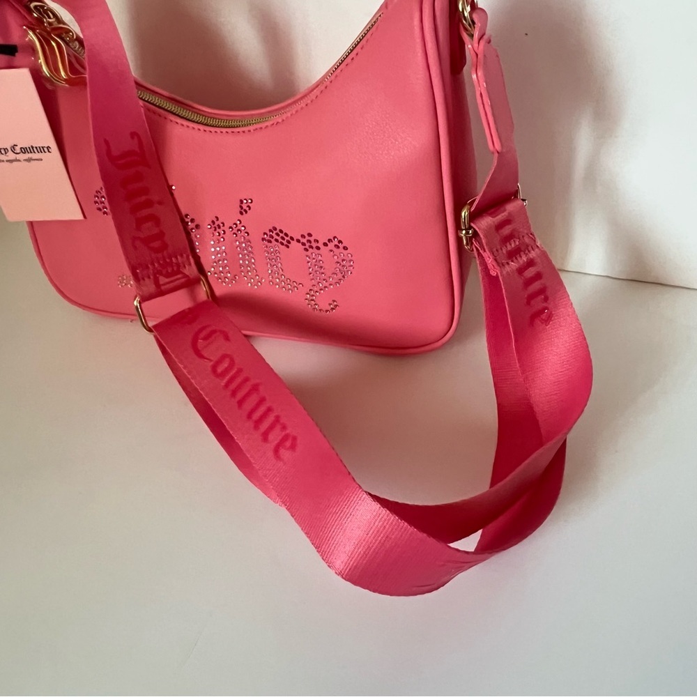 Juicy Couture NWT Pink Obsession Crescent Style Shoulder Bag with Rhinestones - Picture 7 of 10